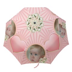 Pink Floral Folding Umbrella