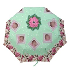 Rain drops and flowers folding umbrella