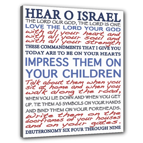 Present - Deuteronomy  6:4-9 Blue - Canvas 24  x 20  (Stretched)