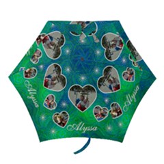 Mini Folding Umbrella - Blue & Green Swirls