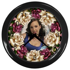 Roses and lace Wall clock (Black)