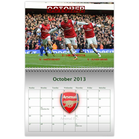 Arsenal Calendar Iii By Gj Oct 2013