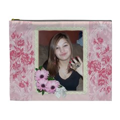 Pink floral boarder Cosmetic Bag (XL)