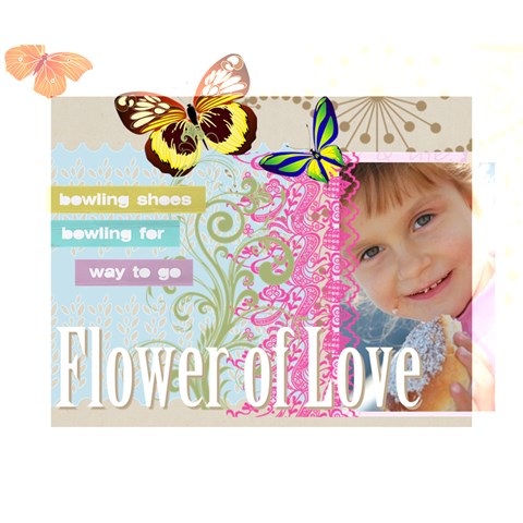 Flower , Kids, Happy, Fun, Green By Jo Jo 14  x 11  x 1.5  Stretched Canvas