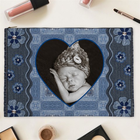 Darling Denim Xxl Cosmetic Bag By Lil Front