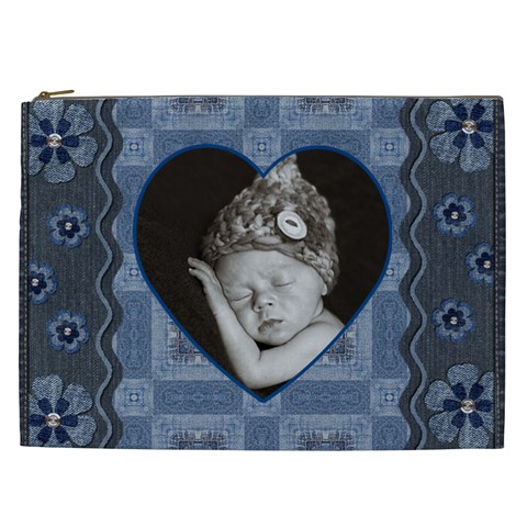 Darling Denim Xxl Cosmetic Bag By Lil Front