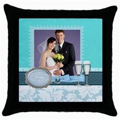 wedding of blue - Throw Pillow Case (Black)