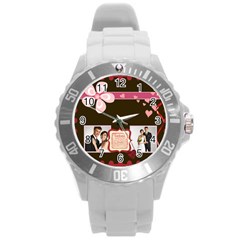 love,memory, happy, fun  - Round Plastic Sport Watch (L)