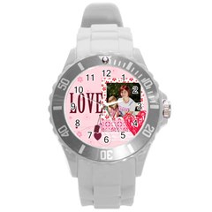 love,memory, happy, fun  - Round Plastic Sport Watch (L)