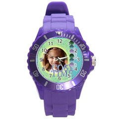 kids, love, family, happy, play, fun - Round Plastic Sport Watch (L)