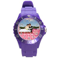 love,memory, happy, fun  - Round Plastic Sport Watch (L)