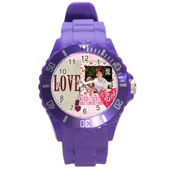 love,memory, happy, fun  - Round Plastic Sport Watch (L)