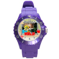 kids, love, family, happy, play, fun - Round Plastic Sport Watch (L)