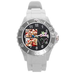 merry christmas, xmas, happy new year  - Round Plastic Sport Watch (L)