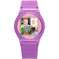 love, kids, happy, fun, family, holiday - Round Plastic Sport Watch (S)