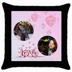 love, valentine - Throw Pillow Case (Black)