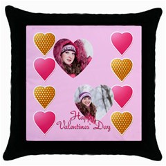 love, valentine - Throw Pillow Case (Black)