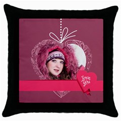 love, valentine - Throw Pillow Case (Black)