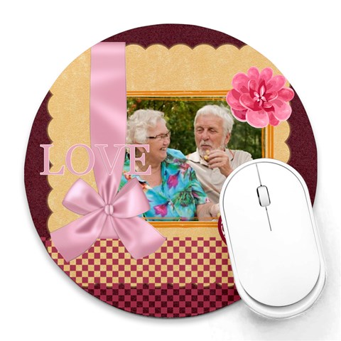 Love By Joely 8 x8  Round Mousepad - 1