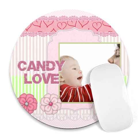 Love By Joely 8 x8  Round Mousepad - 1