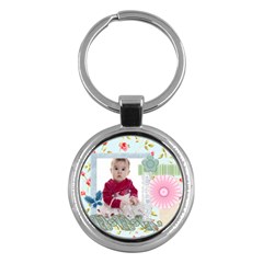 kids , flower , happy, fun - Key Chain (Round)