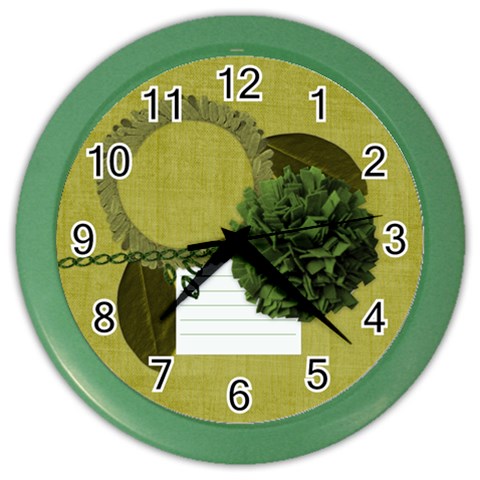 Green Flowers Clock By Zornitza Front