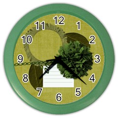 Green Flowers Clock - Color Wall Clock