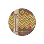 Simply Flowers on chevron paper Round Coaster - Rubber Round Coaster (4 pack)