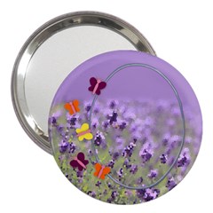 Lavender fields with Butterflies handbag mirror - 3  Handbag Mirror