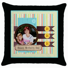 mothers love, mon, happy, family, heart,flower - Throw Pillow Case (Black)