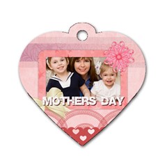 mothers love, mon, happy, family, heart,flower - Dog Tag Heart (One Side)