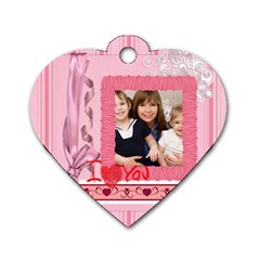 mothers love, mon, happy, family, heart,flower - Dog Tag Heart (Two Sides)