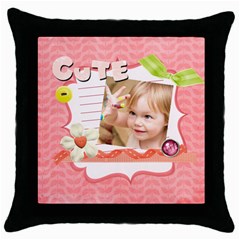 easter, spring, kids, flower - Throw Pillow Case (Black)