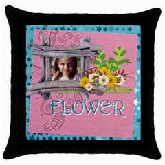 easter, spring, kids, flower - Throw Pillow Case (Black)