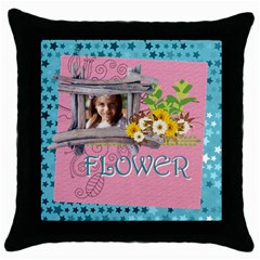 easter, spring, kids, flower - Throw Pillow Case (Black)