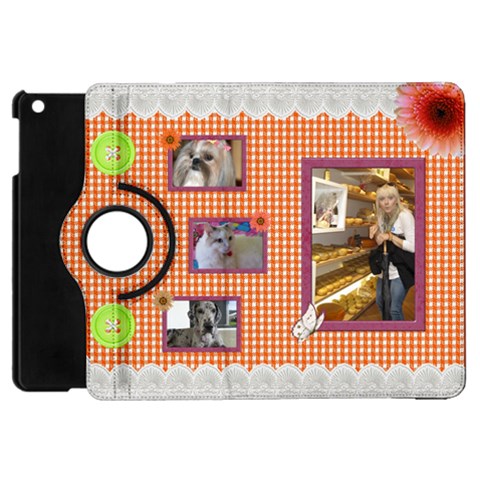 Orange Frill Apple Ipad Mini Flip Case 360 By Deborah Front