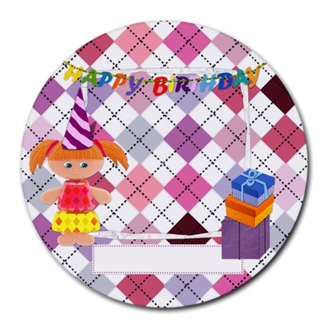 Happy Birthday For Her Round Mousepad By Zornitza 8 x8  Round Mousepad - 1