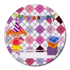 Happy Birthday For Her Round Mousepad - Collage Round Mousepad Happy Birthday For Her Round Mousepad - Collage Round Mousepad
