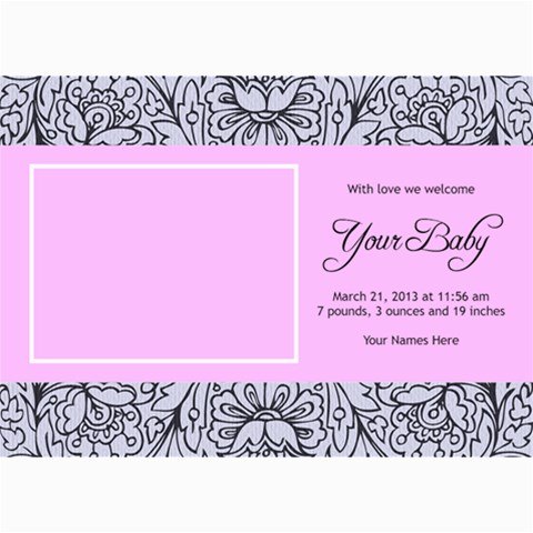 Hunny Bunny Girl Birth Announcement 03 By One Of A Kind Design Studio 7 x5  Photo Card - 4