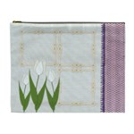 White Tulip with purple cosmetic bag XL - Cosmetic Bag (XL)
