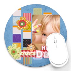 kids, fun, child, play, happy - Round Mousepad