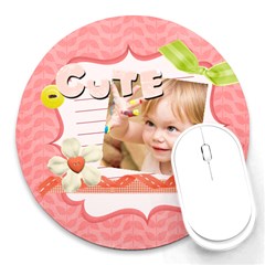 kids, fun, child, play, happy - Round Mousepad