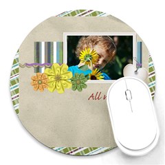 kids, fun, child, play, happy - Round Mousepad