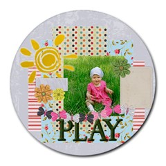 kids, fun, child, play, happy - Round Mousepad