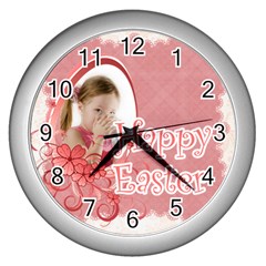 easter - Wall Clock (Silver)