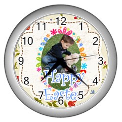 easter - Wall Clock (Silver)