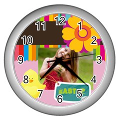 easter - Wall Clock (Silver)