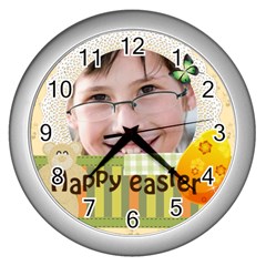 easter - Wall Clock (Silver)