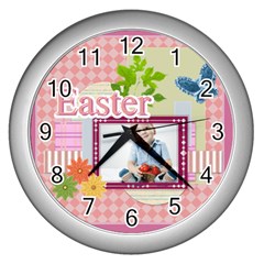 easter - Wall Clock (Silver)