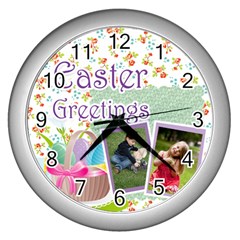 easter - Wall Clock (Silver)